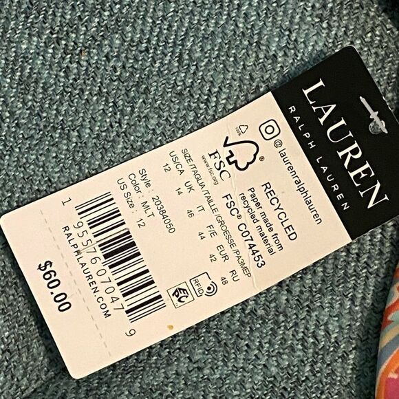 NWT LAUREN Ralph Lauren® Amara Patchwork Molded Cup Halter Top Sz. 12 - Picture 5 of 7